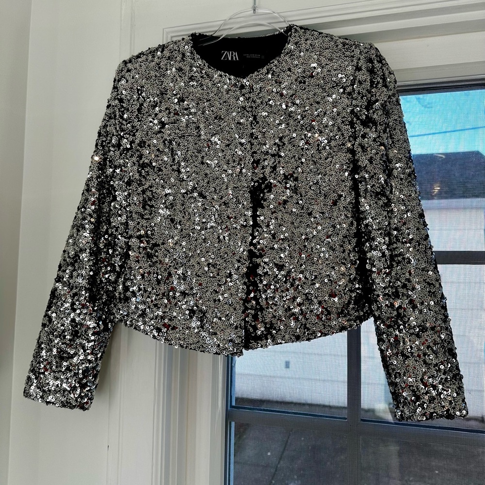 Zara Silver Sequin Jacket